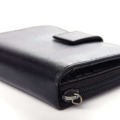 Prada Saffiano Metal Compact Wallet Black 10 of 14