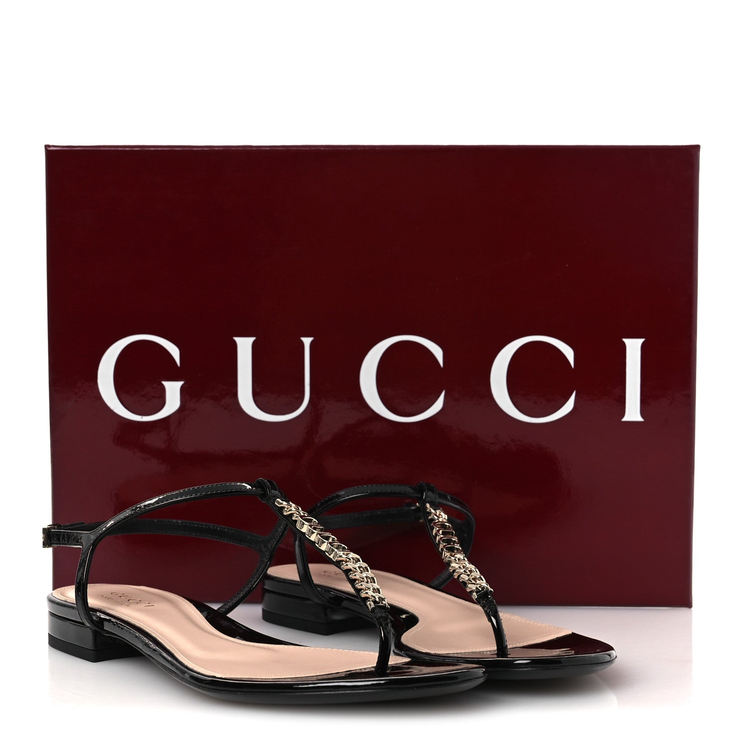 Gucci Patent Signoria Thong Sandals 37 Black 10 of 10