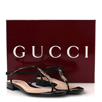 Gucci Patent Signoria Thong Sandals 37 Black 10 of 10