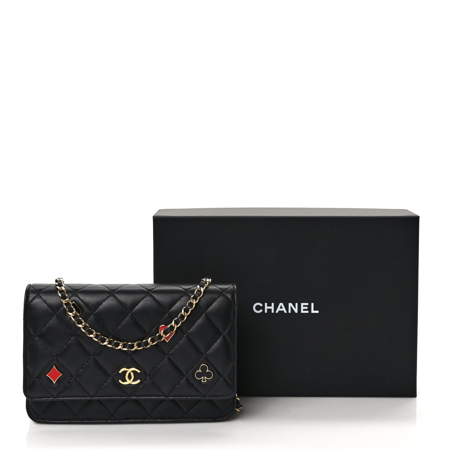 Chanel Lambskin Quilted Enamel Coco Casino Wallet On Chain WOC Black 11 of 11