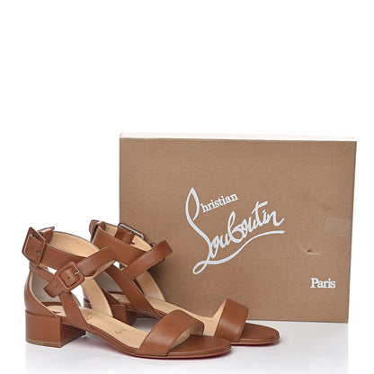 Christian Louboutin Calfskin Multipot 25 Block Heel Sandals 38.5 Cuoio 8 of 8