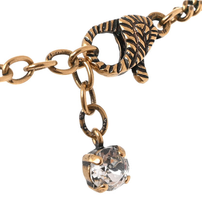 Gucci Crystal Embellished Double G Necklace Aged Gold 4 of 5