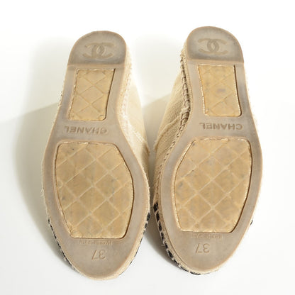Chanel Toile CC Espadrilles 37 Beige Black 5 of 6