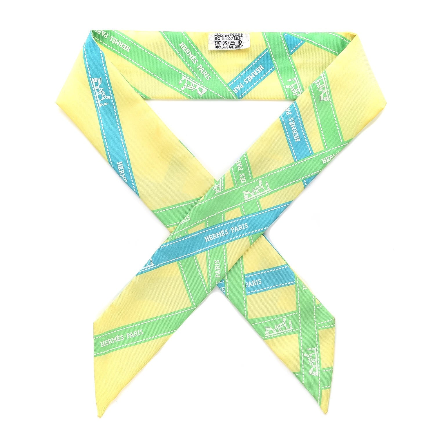 Hermes Silk Bolduc Twilly Citron Vert Vif Turquoise 1 of 7