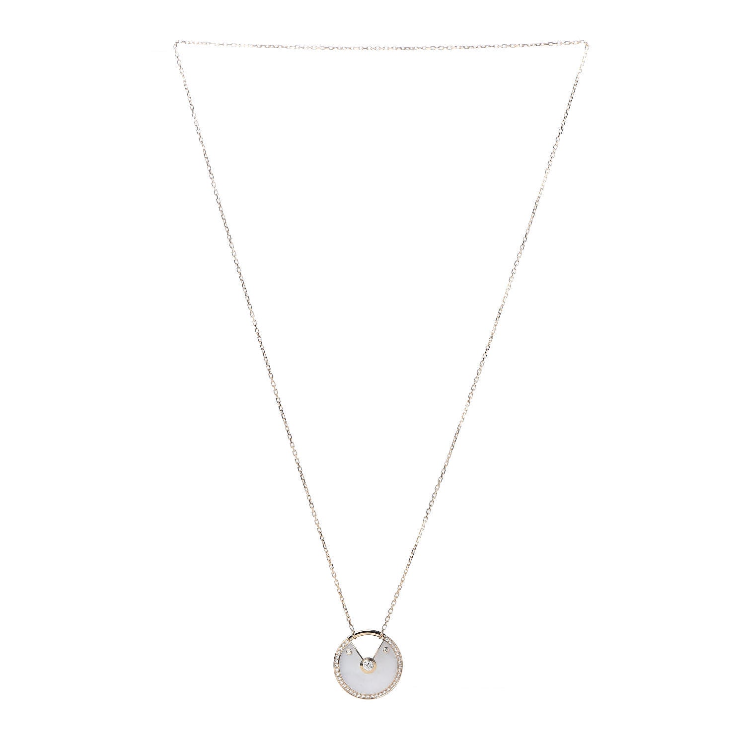 Cartier 18K Yellow Gold Diamond Mother of Pearl LM Amulette de Cartier Pendant Necklace 3 of 4