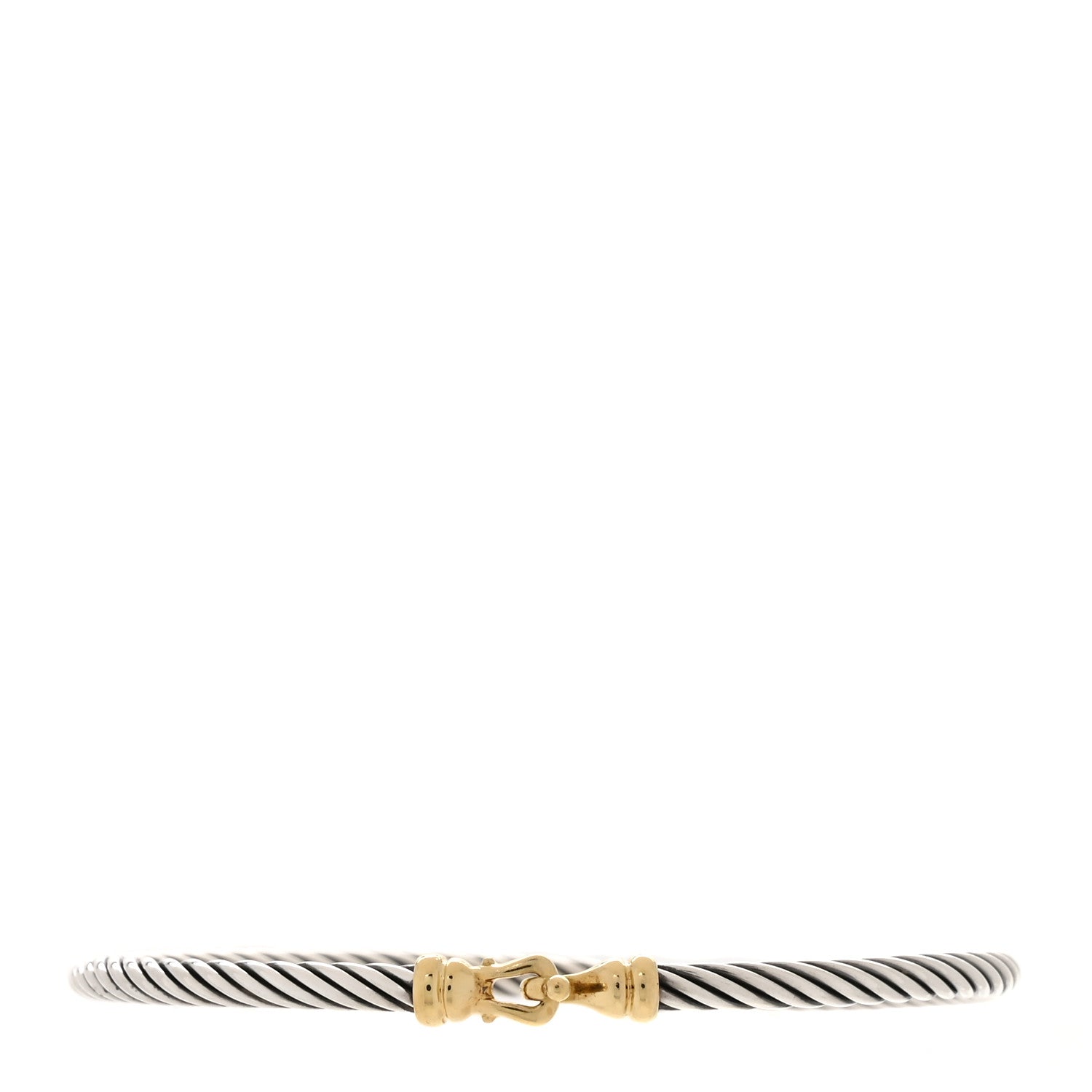 David Yurman Sterling Silver 18K Yellow Gold 3mm Cable Buckle Bracelet 1 of 3