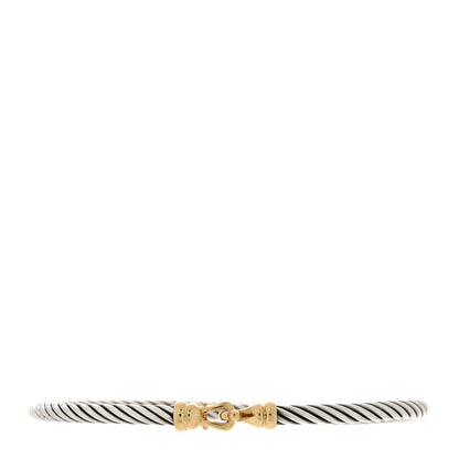 David Yurman Sterling Silver 18K Yellow Gold 3mm Cable Buckle Bracelet 1 of 3