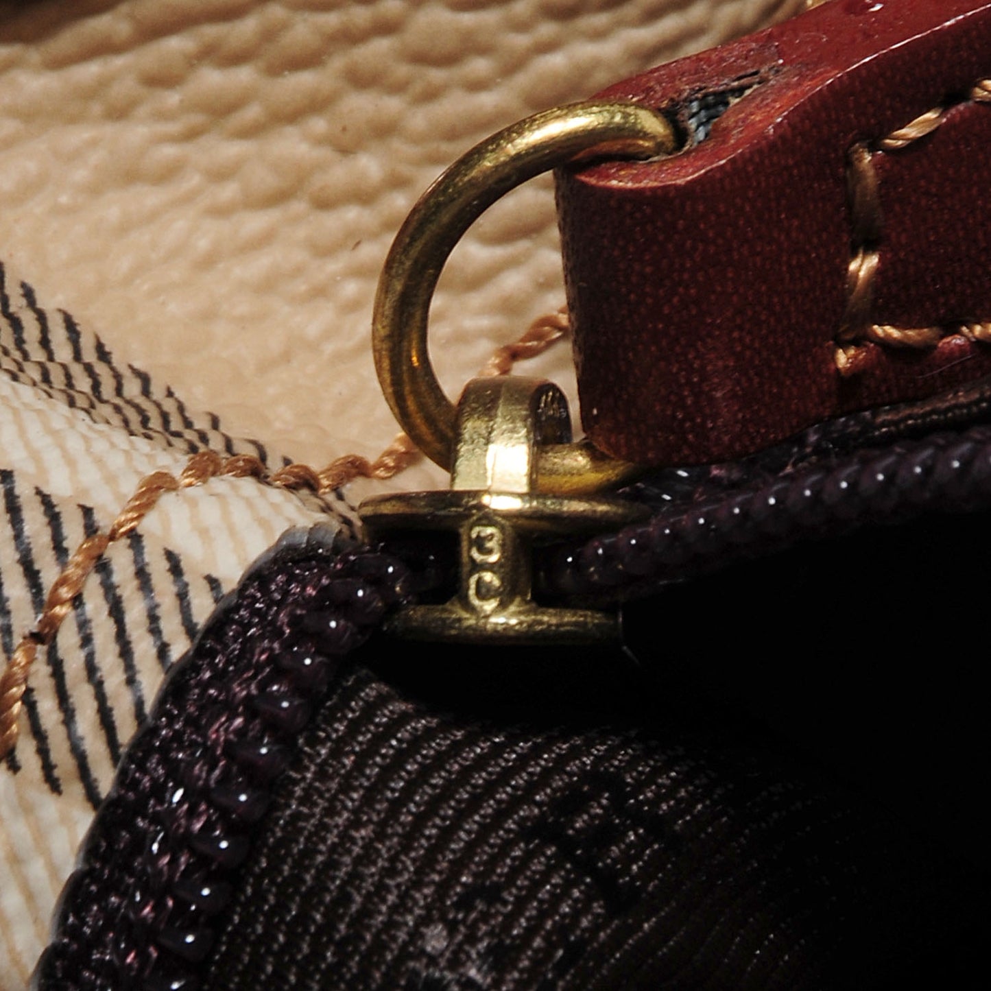 Haymarket Check Drawstring Bucket Bag Tan