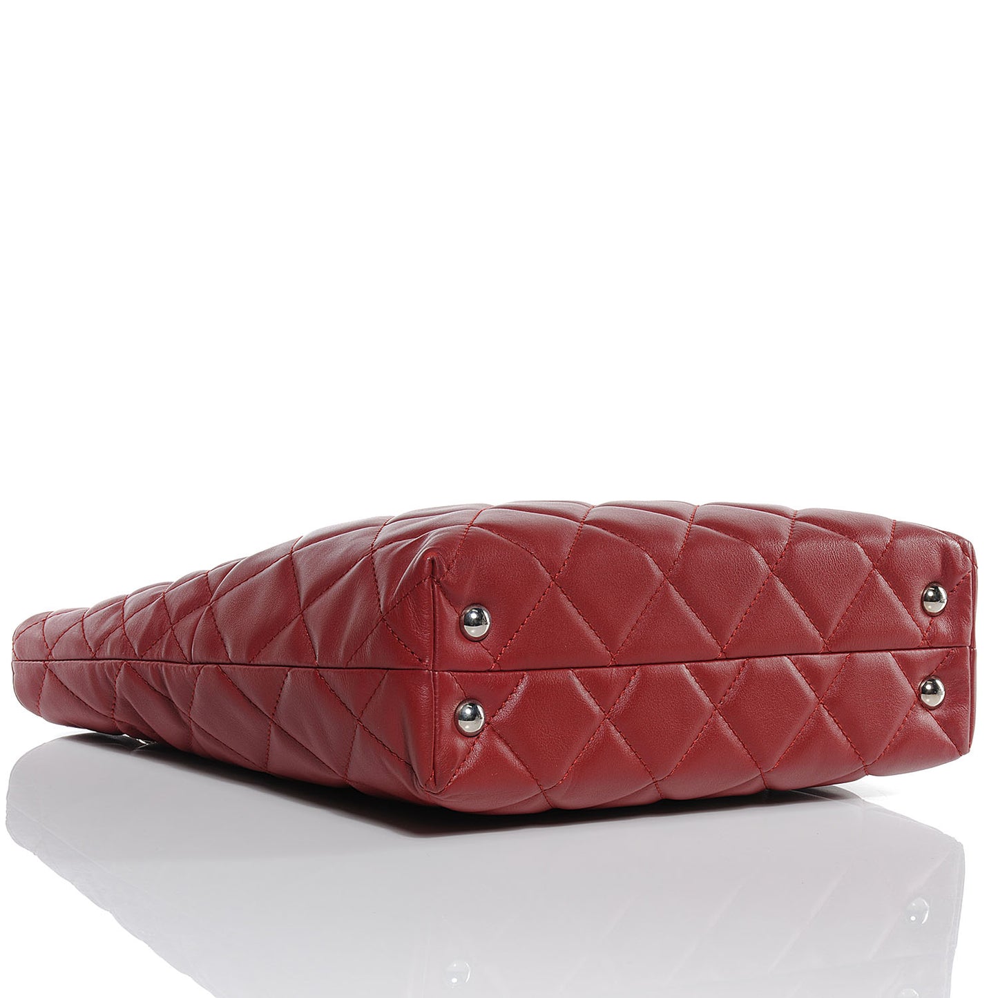 Calfskin Quilted In the Business North South Tote Red