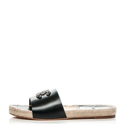Chanel Calfskin CC Espadrille Slip On Sandals 40 Black 1 of 8