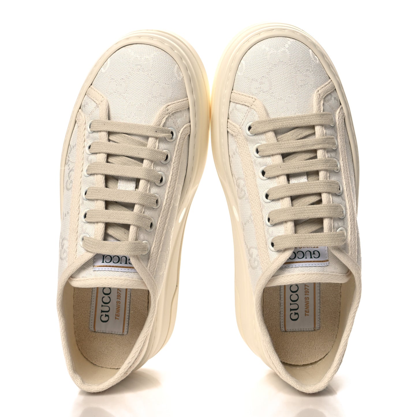 GG Monogram Womens 1977 Tennis Platform 52mm Sneakers 36 Great White Mystic White