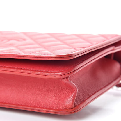 Chanel Goatskin Quilted Diamond CC Wallet On Chain WOC Red 11 of 16