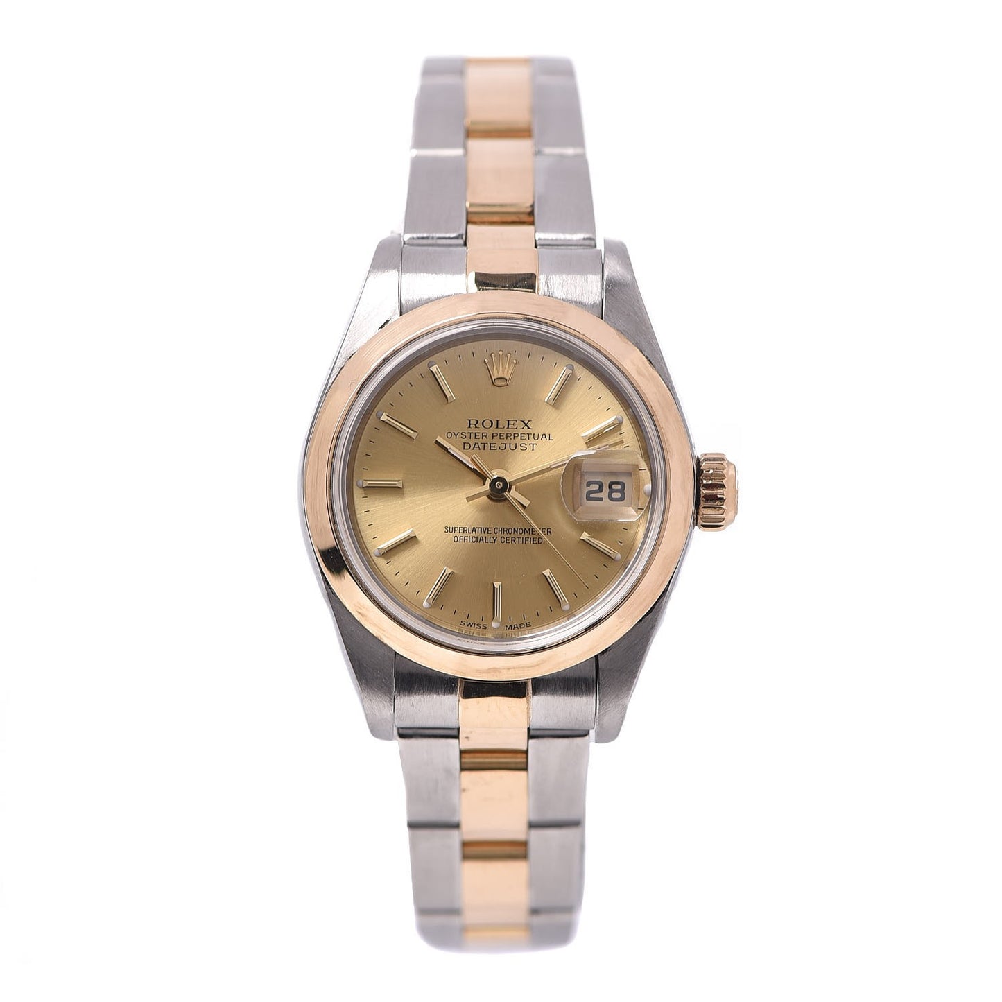 Stainless Steel 18K Yellow Gold 26mm Oyster Perpetual Datejust Watch Champagne 79163