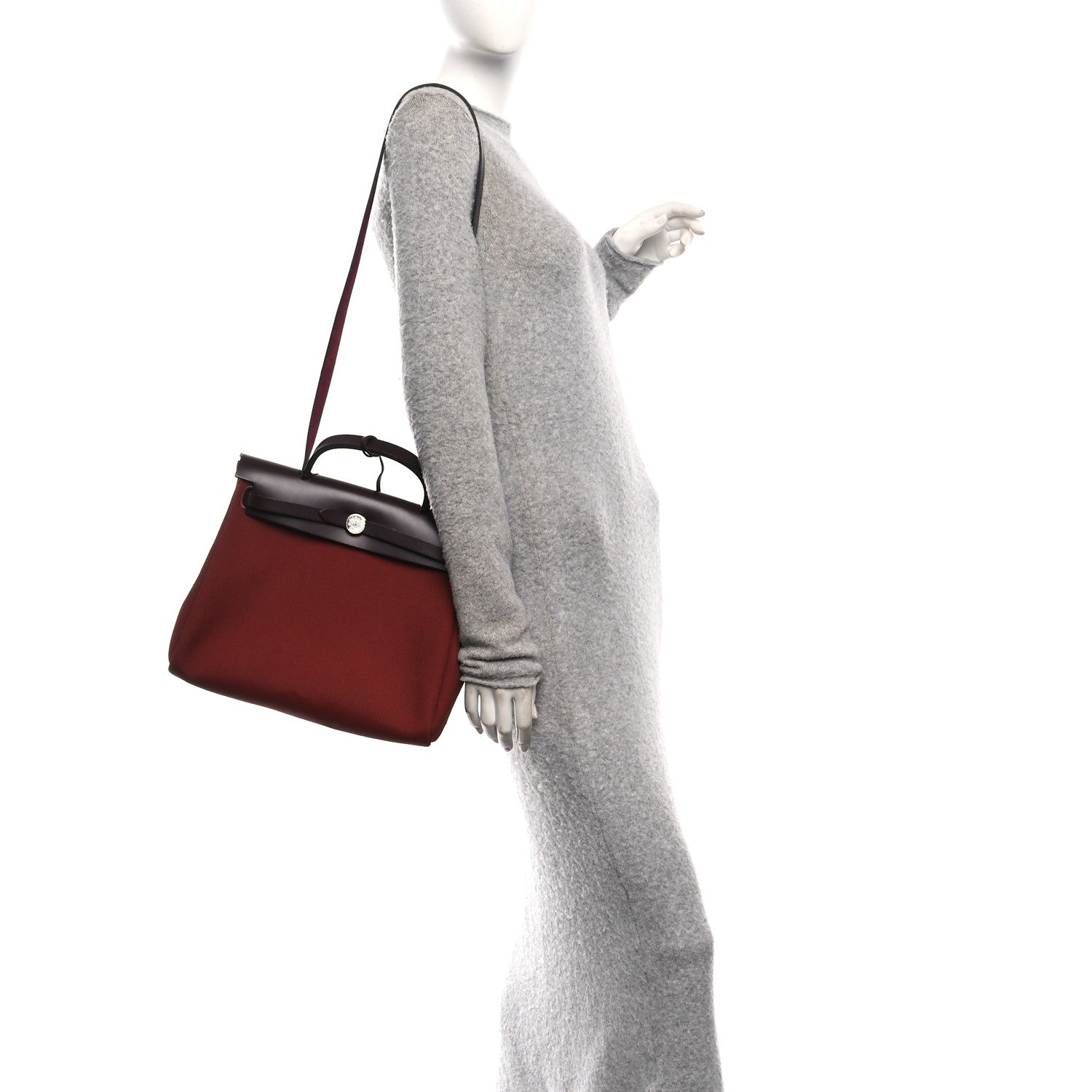 Hermes Military Toile Vache Hunter Herbag Zip Retourne 31 PM Rouge H Ebene 2 of 13