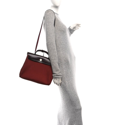 Hermes Military Toile Vache Hunter Herbag Zip Retourne 31 PM Rouge H Ebene 2 of 13