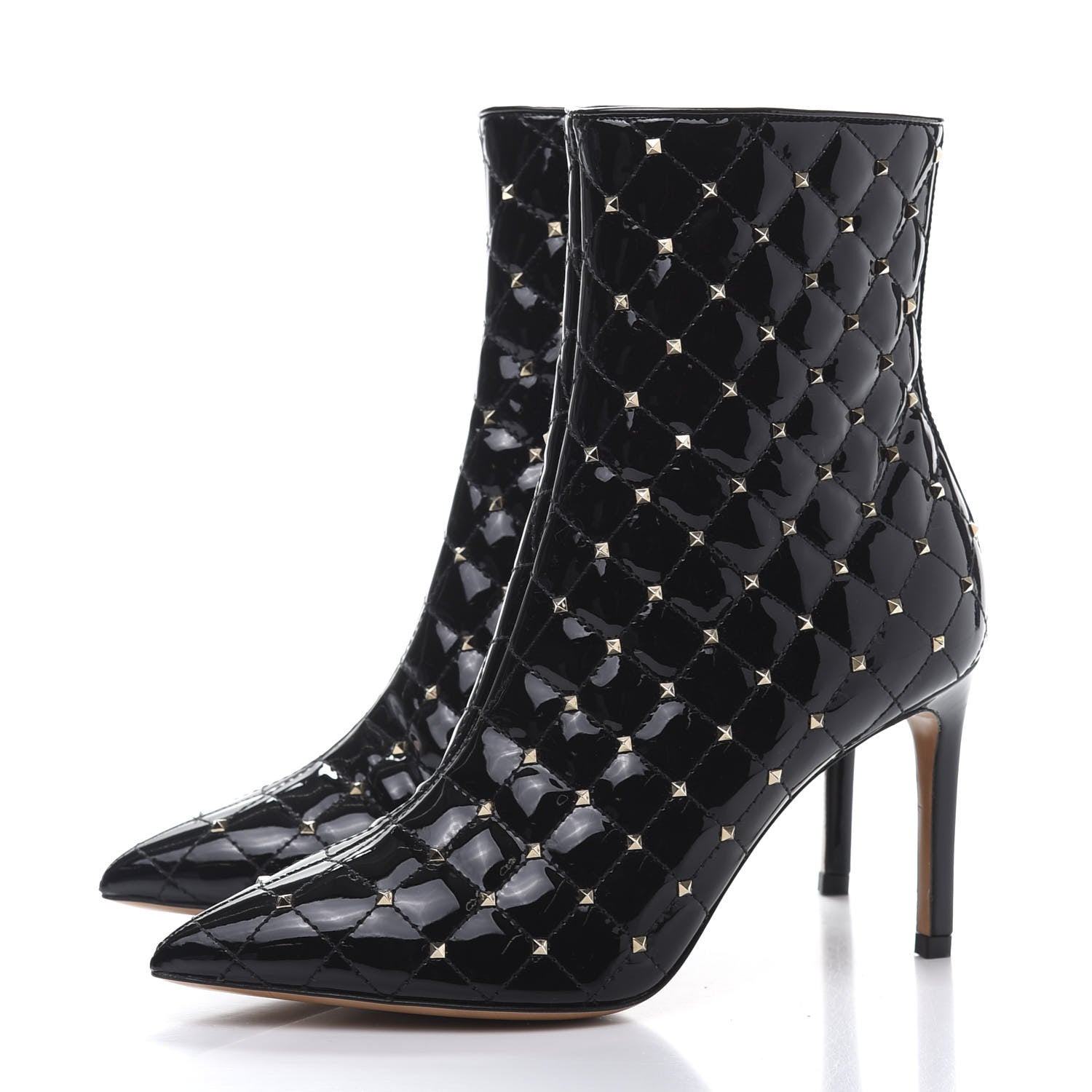 Valentino Garavani Patent Rockstud Spike Court Ankle Booties 35.5 Black 3 of 8