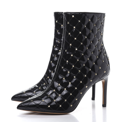 Valentino Garavani Patent Rockstud Spike Court Ankle Booties 35.5 Black 3 of 8