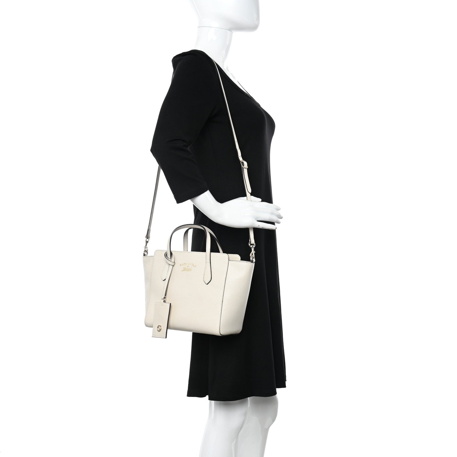 Gucci Dollar Calfskin Mini Swing Top Handle Bag Mystic White 2 of 9