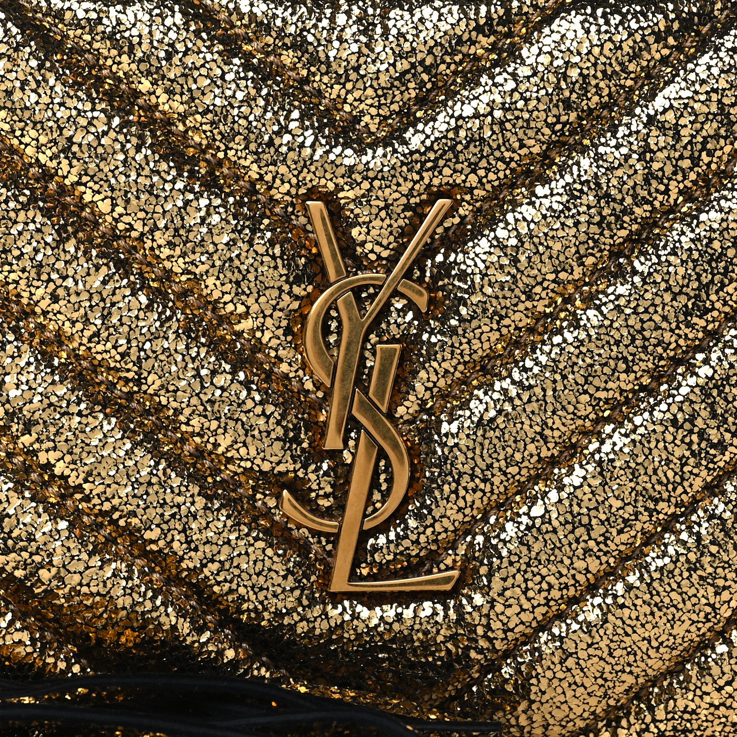Saint Laurent Crinkled Metallic Calfskin Matelasse Monogram Lou Belt Bag Gold 7 of 9