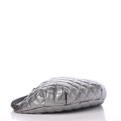Chanel Metallic Goatskin Quilted Banane Waist Bag Fanny Pack Silver 4 of 8