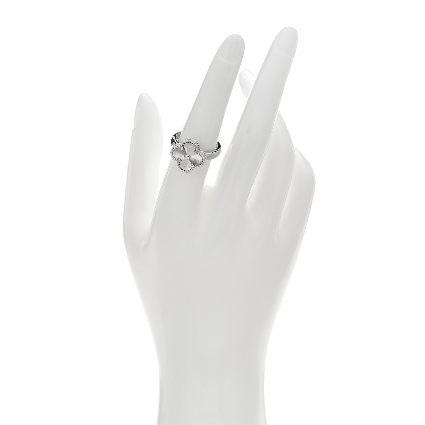 18K White Gold Guilloche Vintage Alhambra Ring 54 6.75
