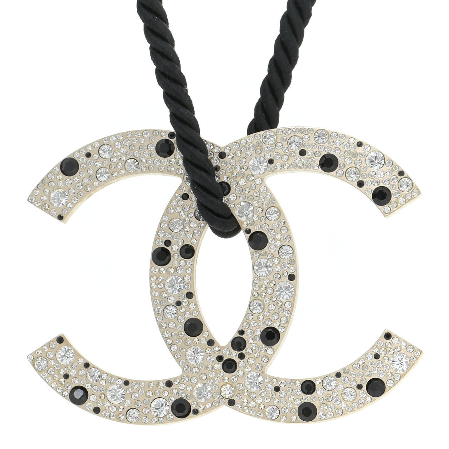Crystal Resin CC Rope Necklace Black