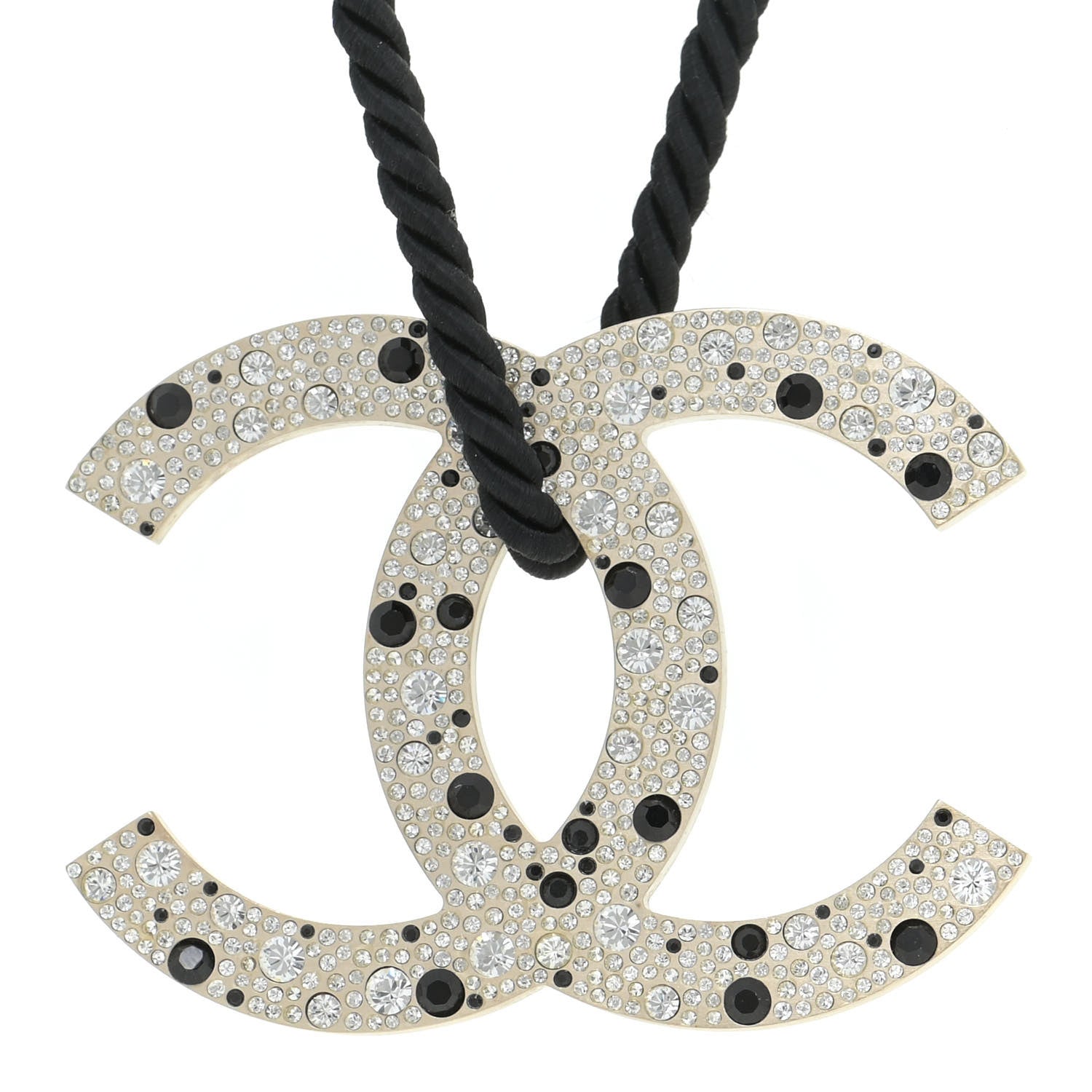 Chanel Crystal Resin CC Rope Necklace Black 4 of 6