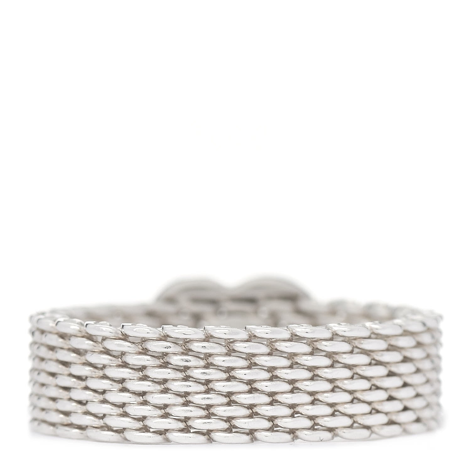 Tiffany Sterling Silver Somerset Mesh Heart Ring 54 6.75 3 of 4