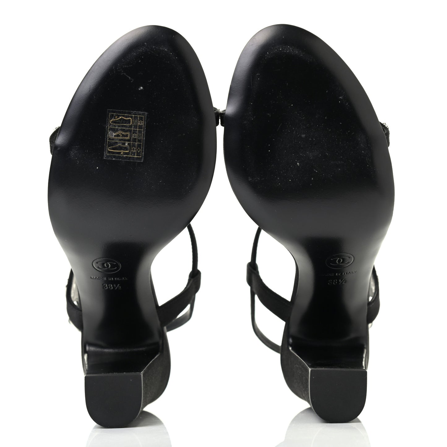 Satin Crystal Slingback Sandals 38.5 Black