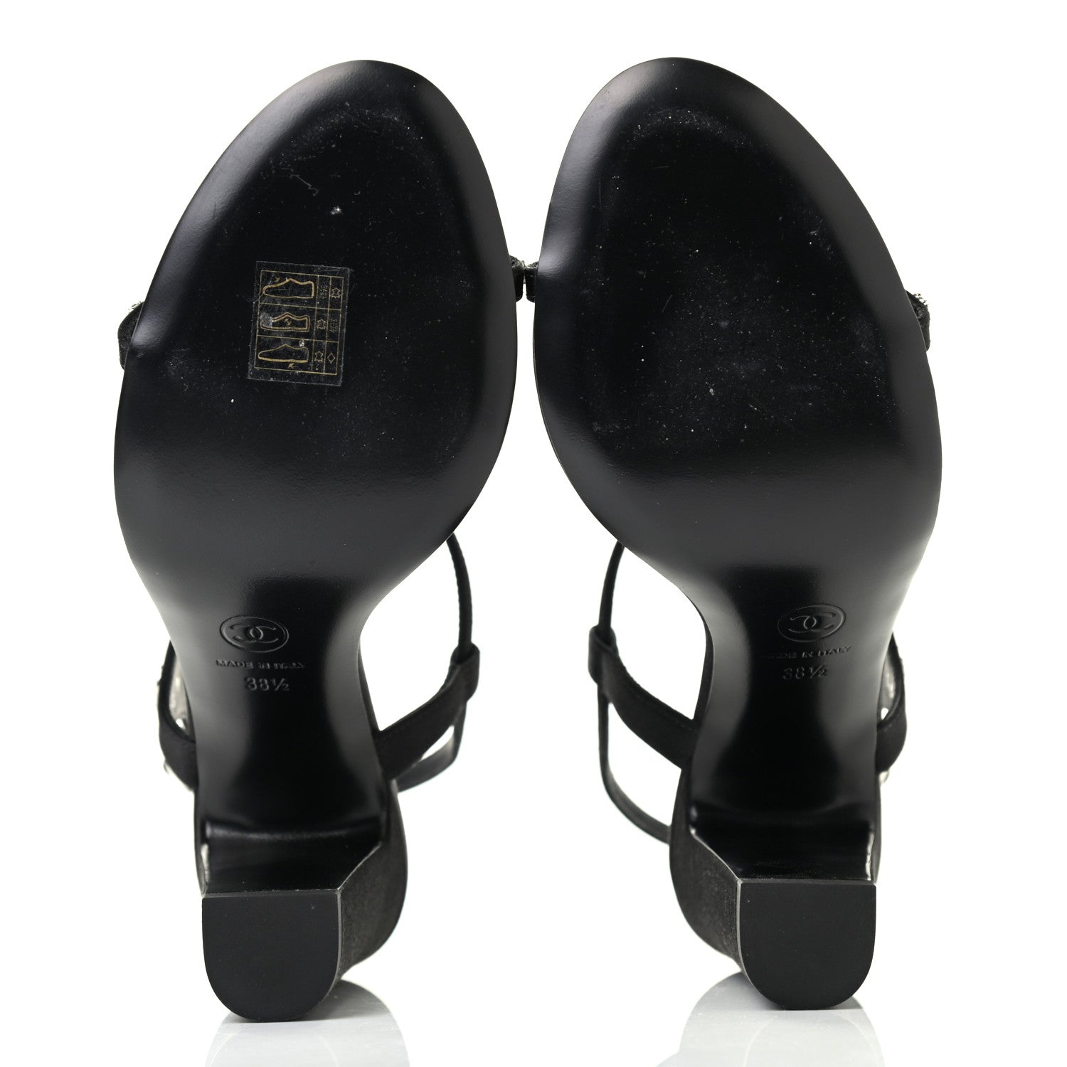 Chanel Satin Crystal Slingback Sandals 38.5 Black 5 of 8