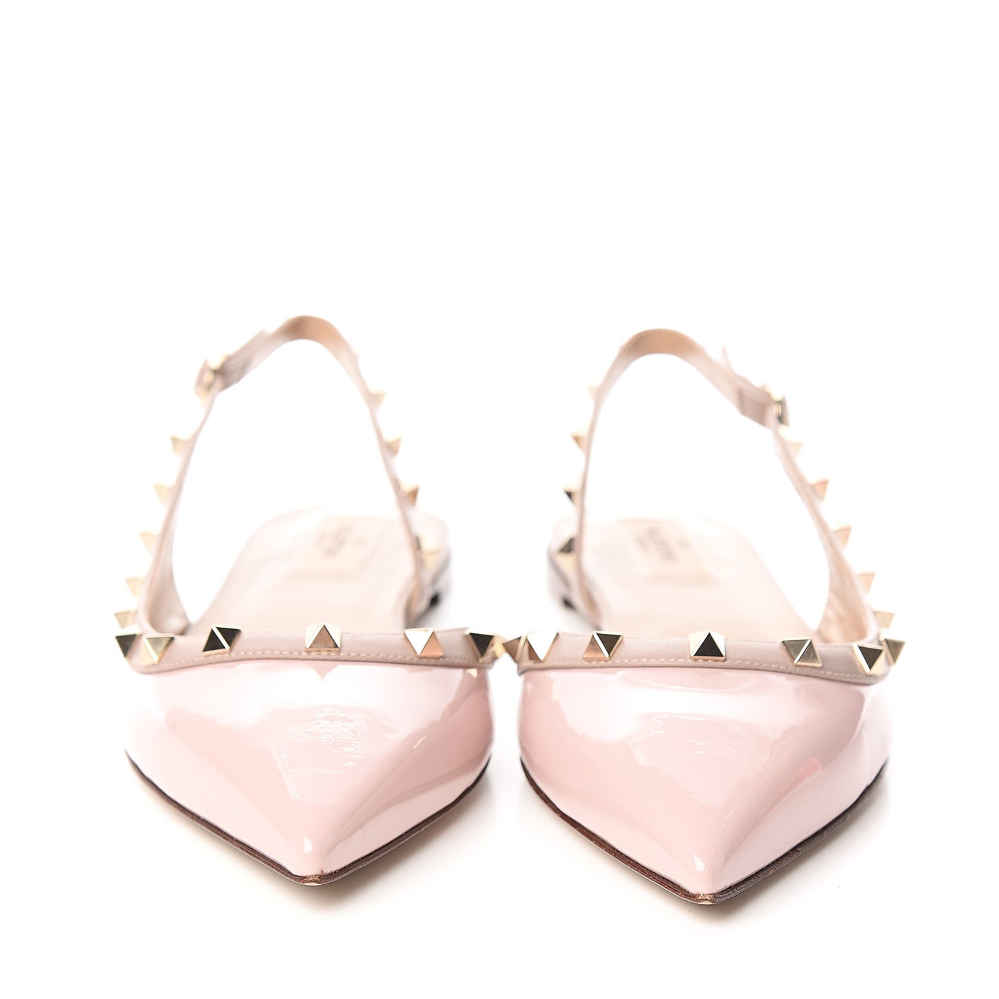 Patent Rockstud Slingback Flats 40.5 Water Rose Poudre