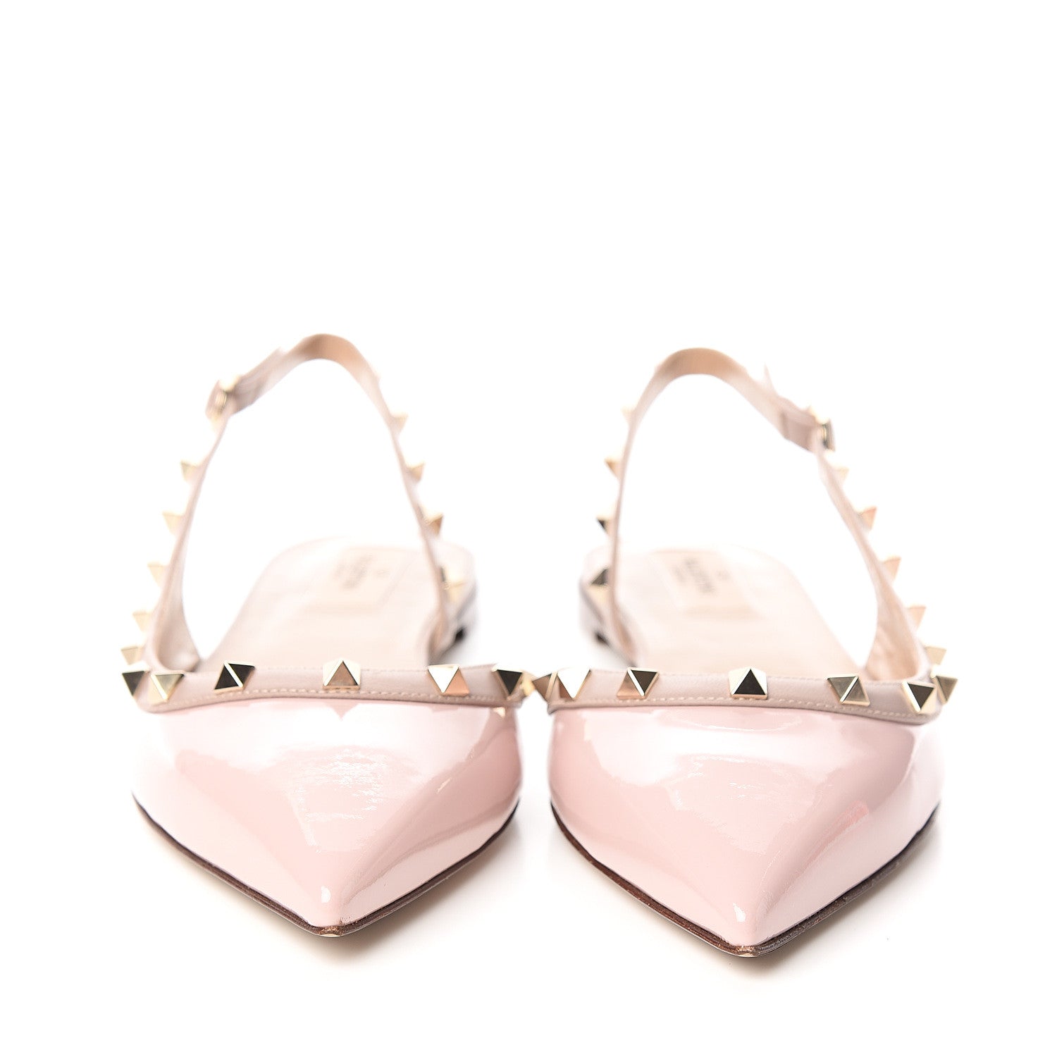 Valentino Garavani Patent Rockstud Slingback Flats 40.5 Water Rose Poudre 2 of 9