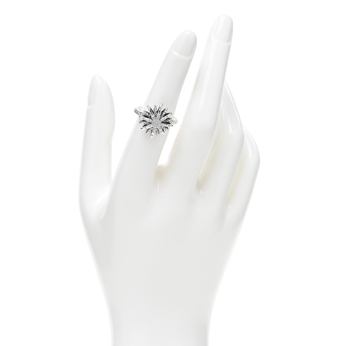 Sterling Silver Diamond 16mm Starburst Ring 51 5.75