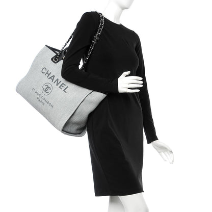 Chanel Canvas Large Deauville Tote Grey 2 of 7
