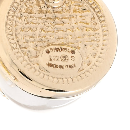 Chanel Pearl Crystal Metal CC Round Earrings Gold 3 of 4