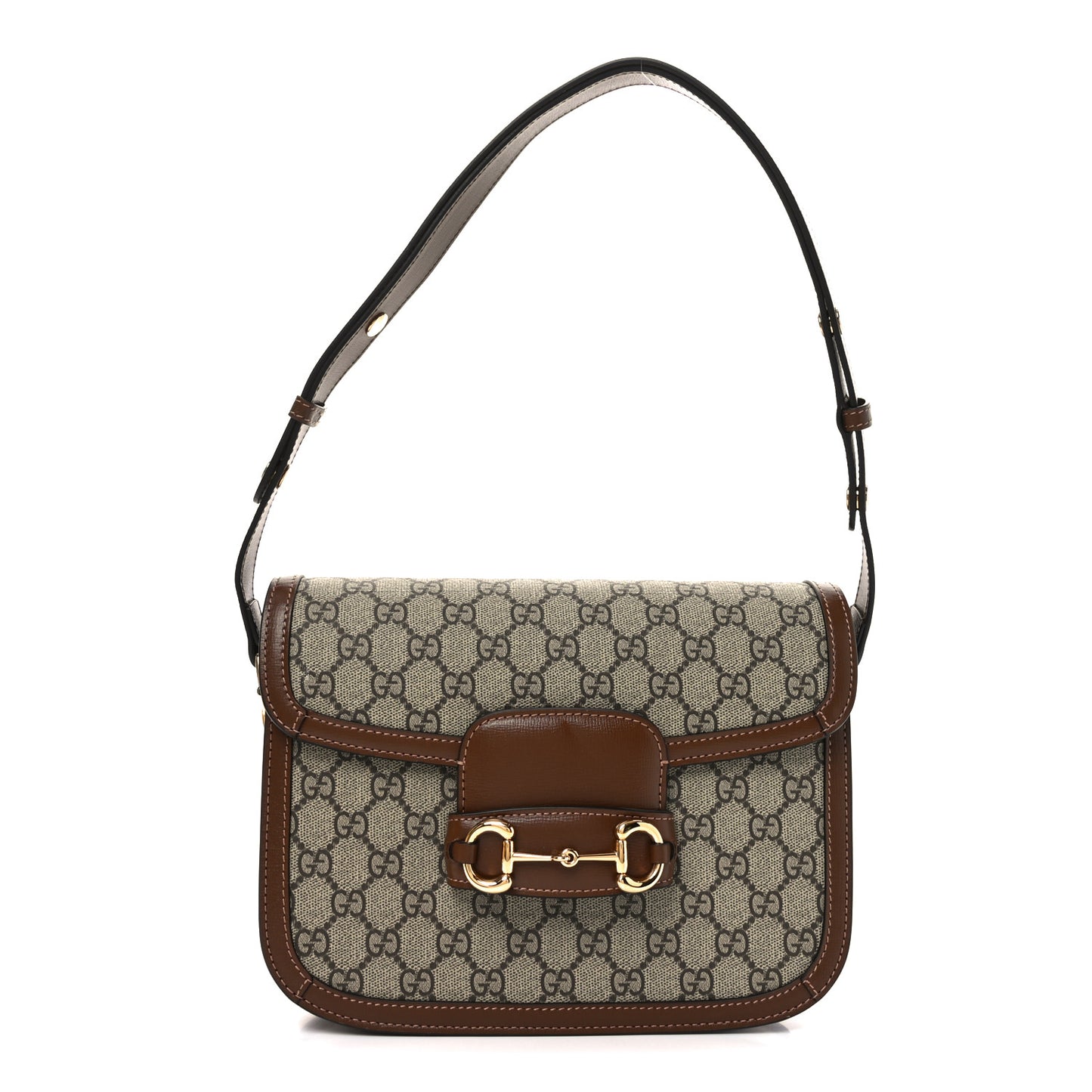 GG Supreme Monogram Horsebit 1955 Shoulder Bag Beige Brown Sugar