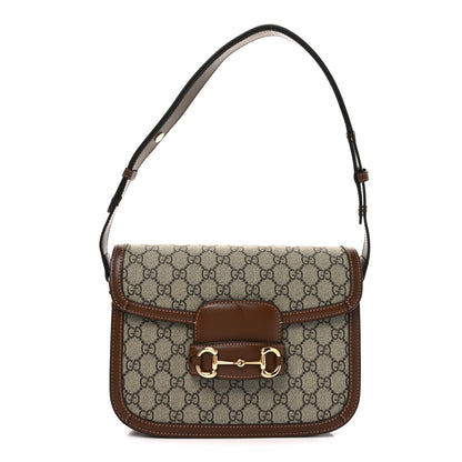 Gucci GG Supreme Monogram Horsebit 1955 Shoulder Bag Beige Brown Sugar 1 of 11