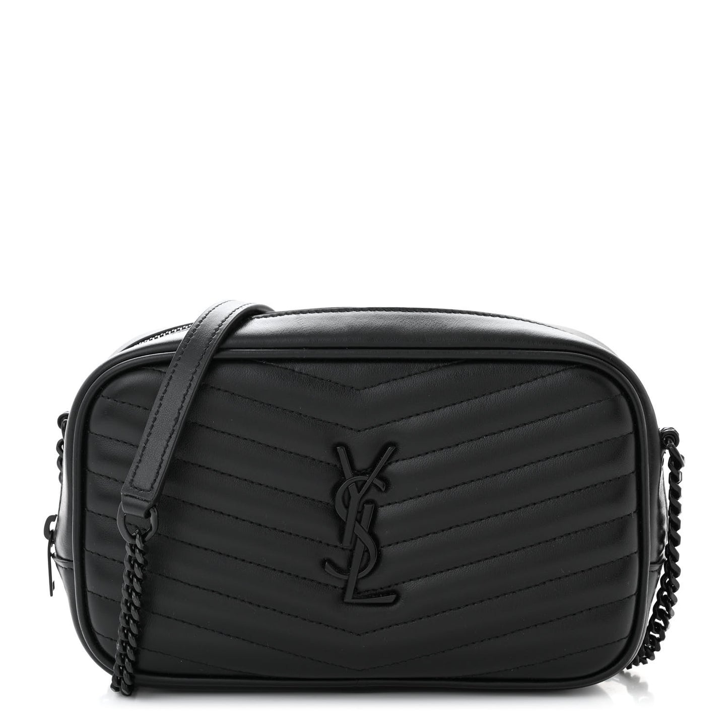 Calfskin Matelasse Monochrome Monogram Mini Lou Camera Bag Black