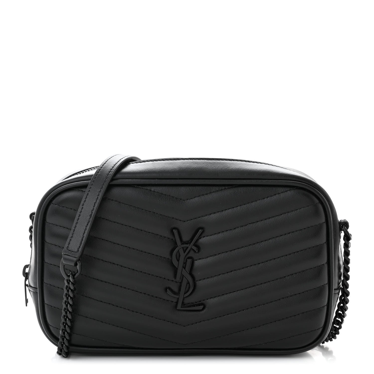 Saint Laurent Calfskin Matelasse Monochrome Monogram Mini Lou Camera Bag Black 1 of 10