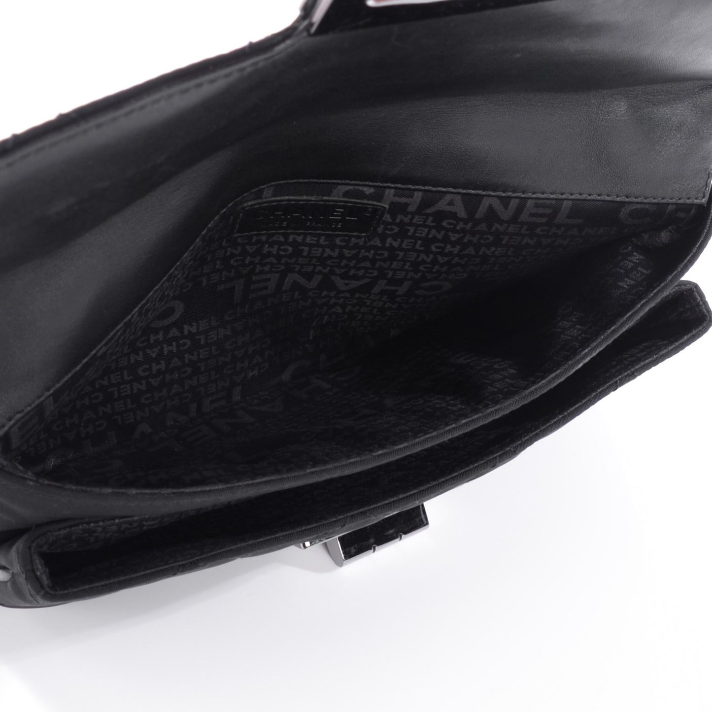 Nylon Quilted Mademoiselle Messenger Flap Bag Black