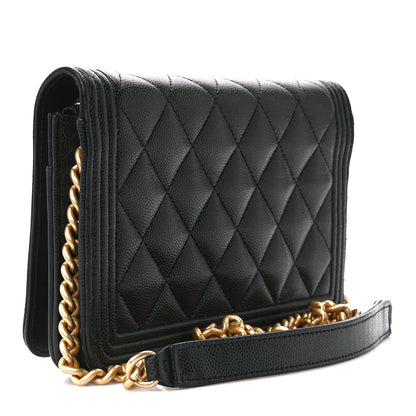 Chanel Caviar Quilted Boy Wallet On Chain WOC Black 3 of 12