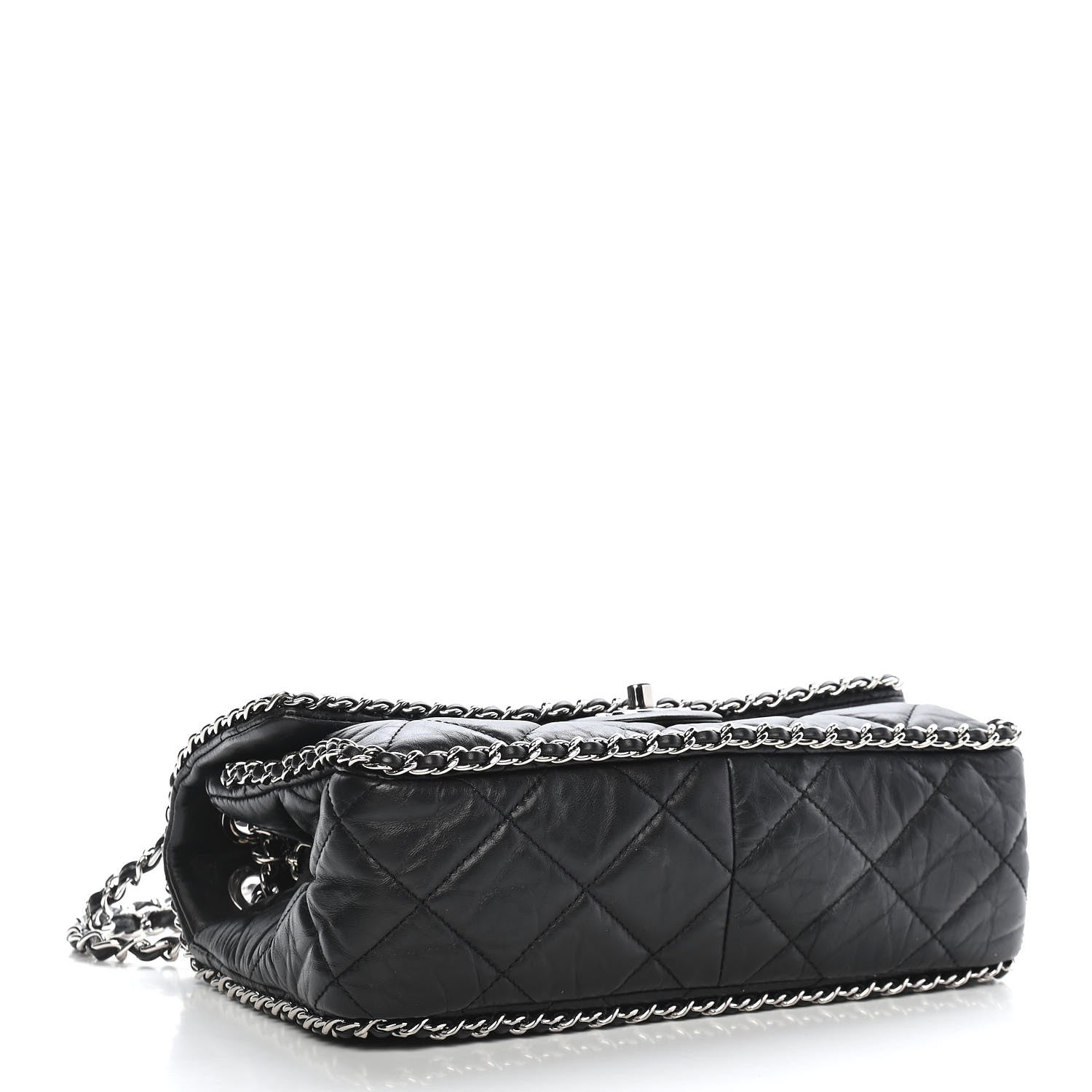 Chanel Crumpled Calfskin Medium Chain Flap Black 4 of 9