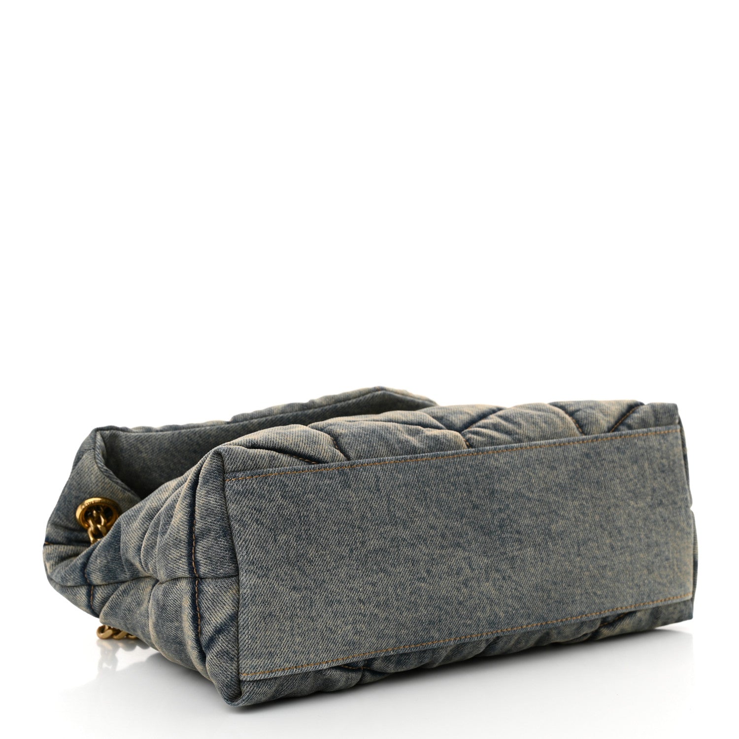 Saint Laurent Denim Quilted Small Loulou Puffer Monogram Chain Satchel Blue Cinnamon 4 of 11