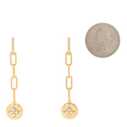 Louis Vuitton 18K Yellow Gold Diamond Blossom Drop Earrings 2 of 4