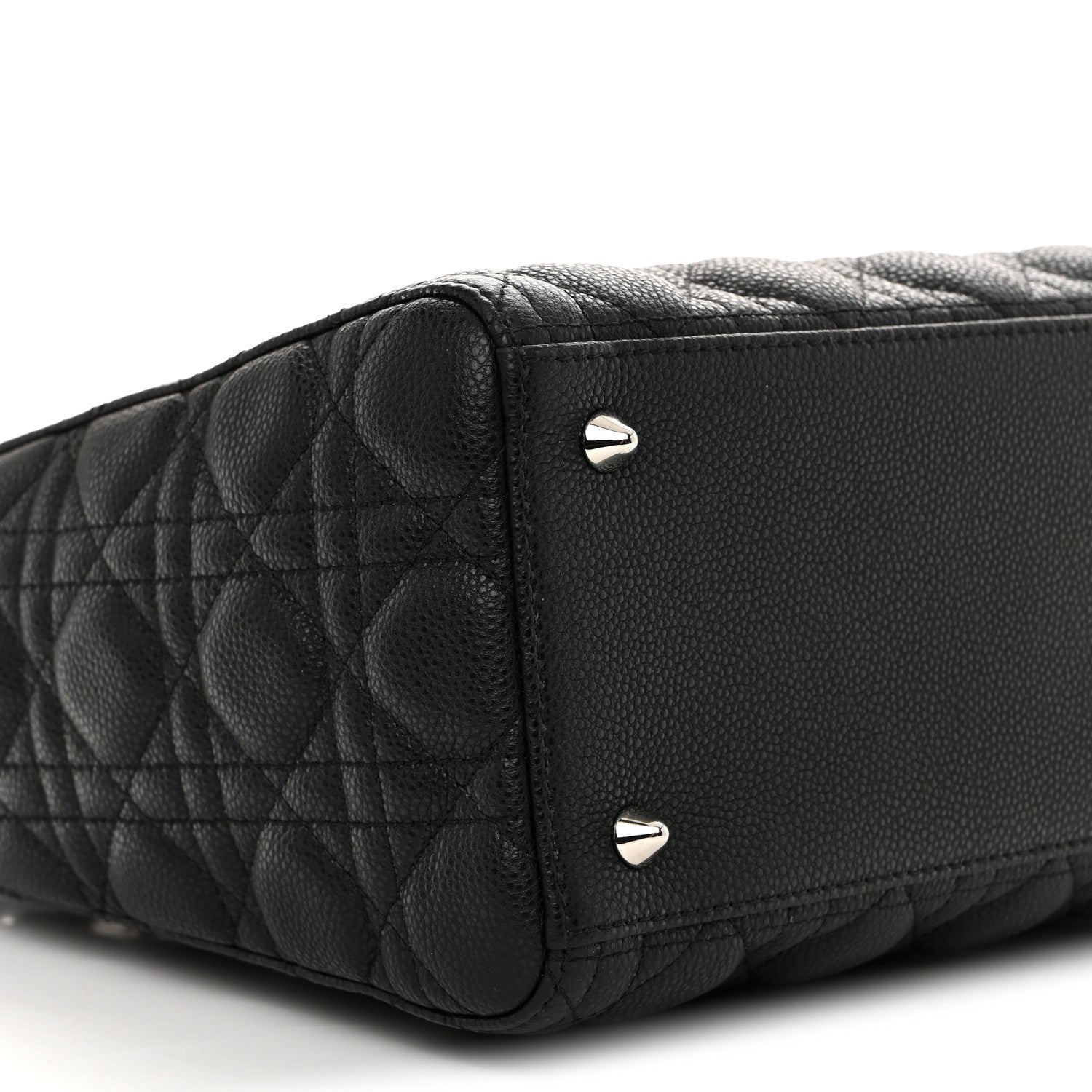 Christian Dior Grained Calfskin Cannage Medium Lady Dior Black 9 of 10