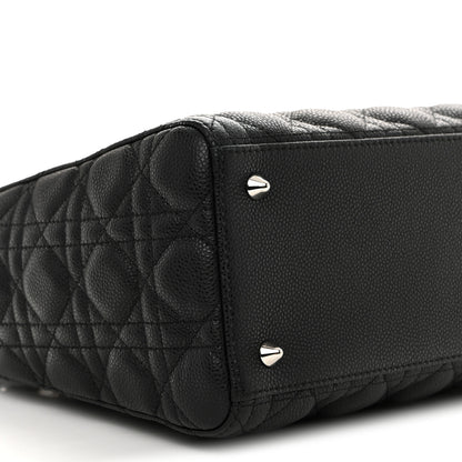 Christian Dior Grained Calfskin Cannage Medium Lady Dior Black 9 of 10