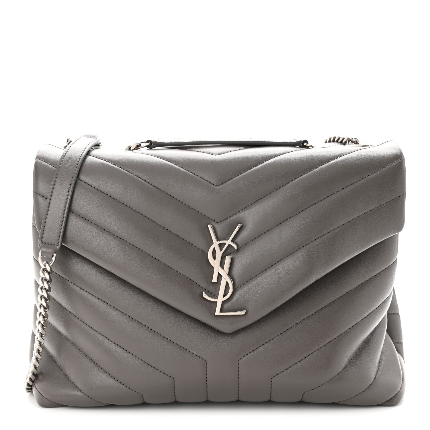 Saint Laurent Calfskin Y Quilted Monogram Medium Loulou Chain Satchel Earth 1 of 10