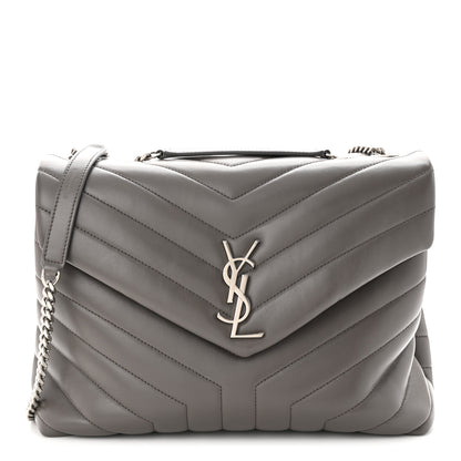 Saint Laurent Calfskin Y Quilted Monogram Medium Loulou Chain Satchel Earth 1 of 10
