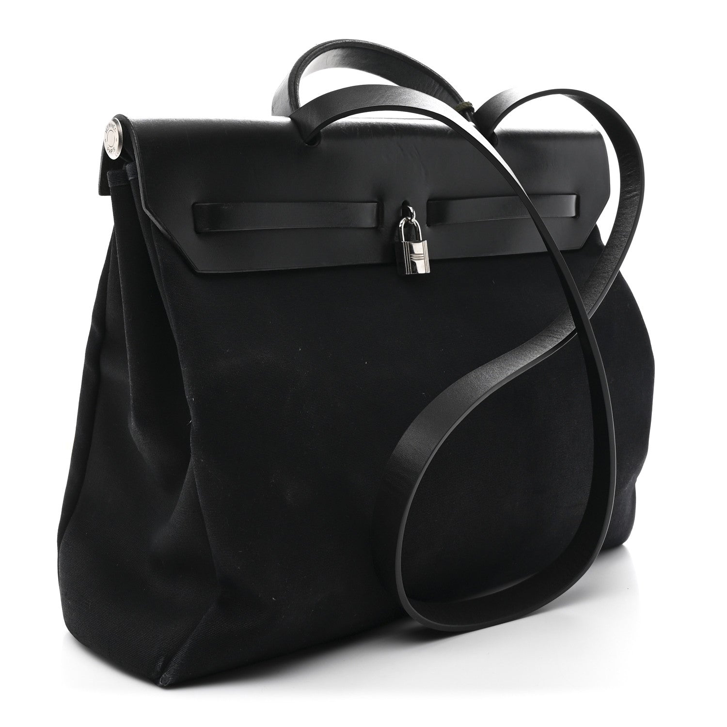 Hermes Military Toile Vache Hunter Herbag Messenger 39 Black 3 of 15