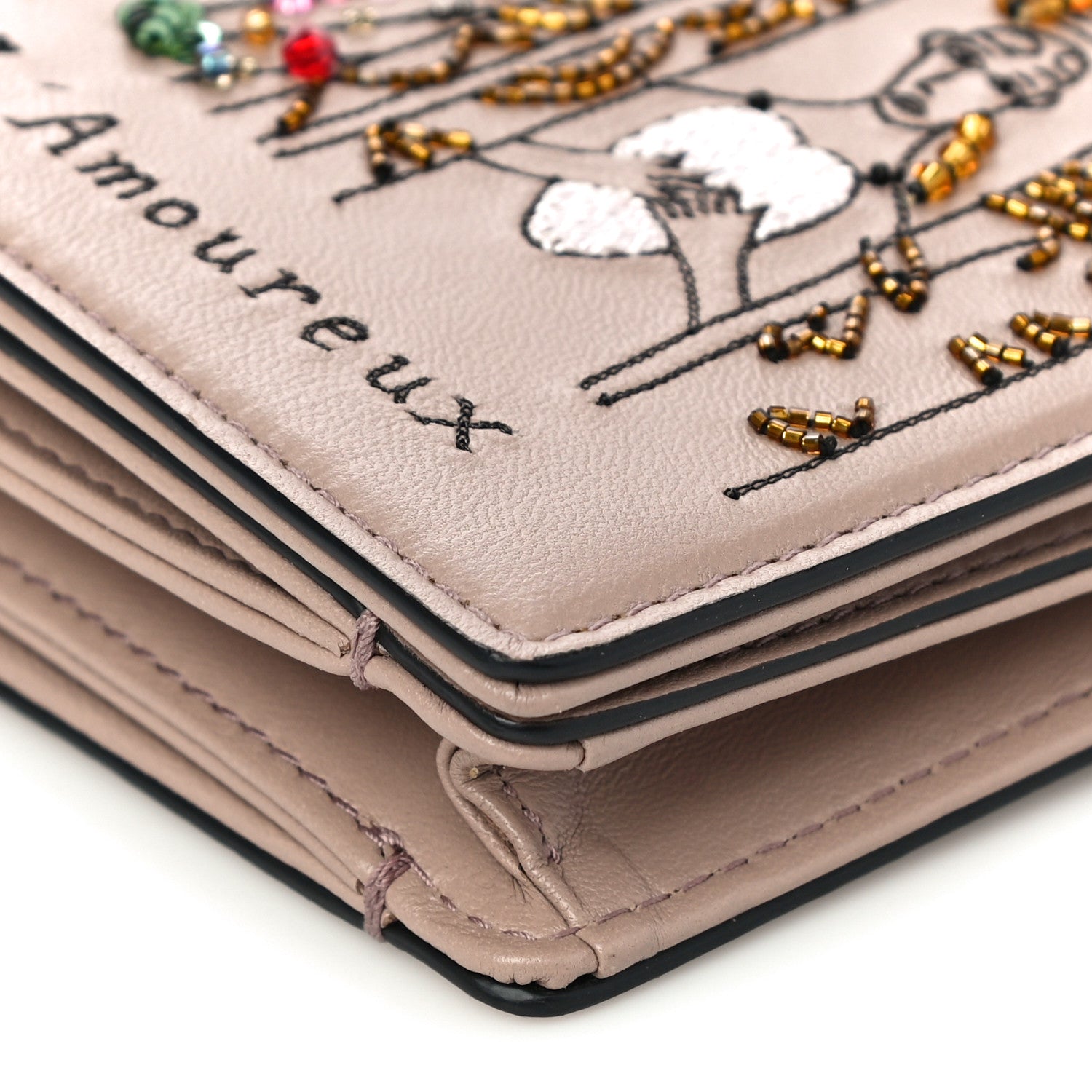 Christian Dior Lambskin Embroidered L'amoureux Tarot Pouch Clutch Vieux Rose 10 of 12